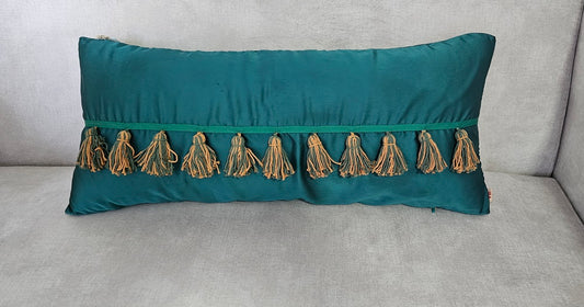 ULA Decorative pillow - Green satin tassels – 12*26"