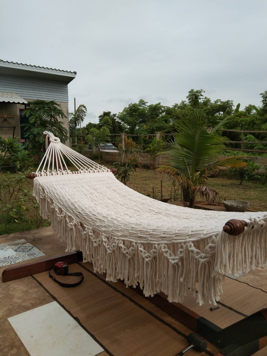 ULA Cotton rope hammock- single fringe - Comfort beige