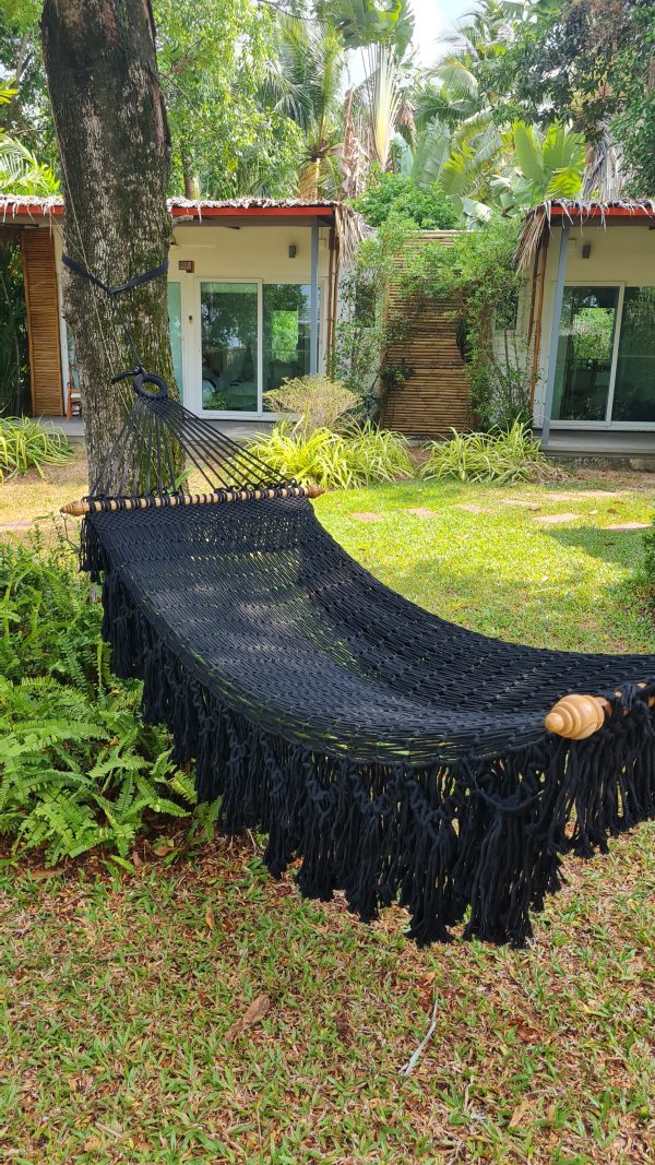 hand-woven single fringe cotton rope hammock from ULA Collections