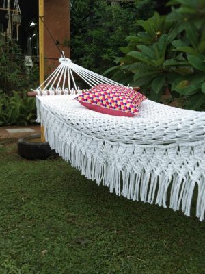 30497 Handmade cotton rope hammock.