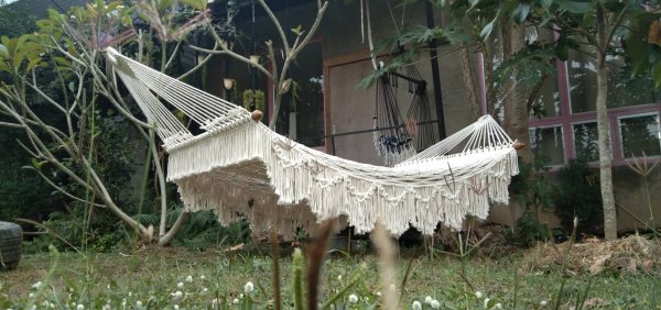 hand-woven double fringe cotton rope hammock from ULA Collections