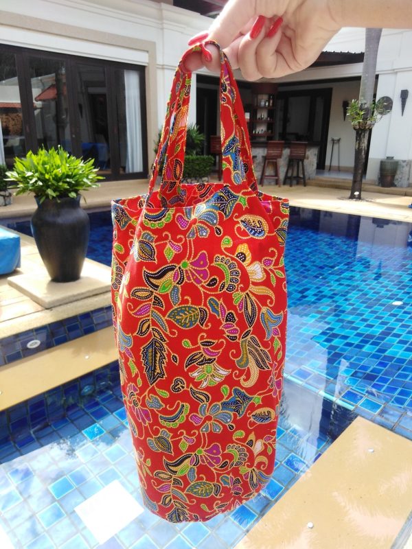 Red batik fabric hammock