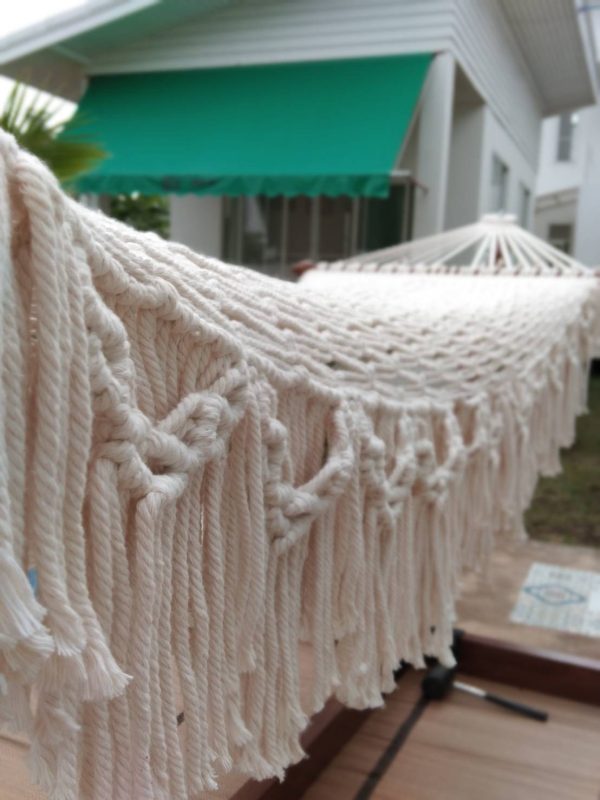 hand-woven single fringe cotton rope hammock from ULA Collections