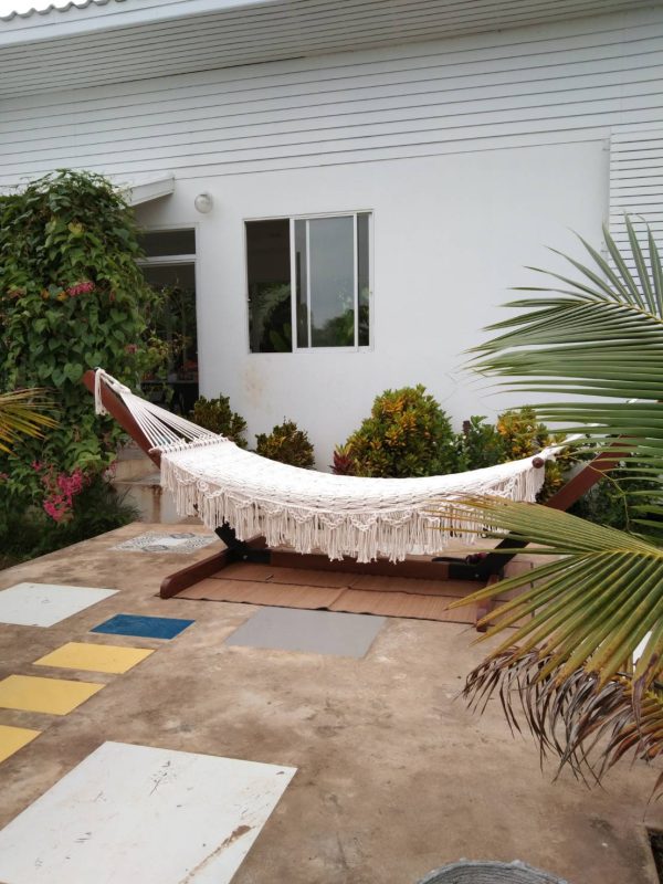 hand-woven single fringe cotton rope hammock from ULA Collections