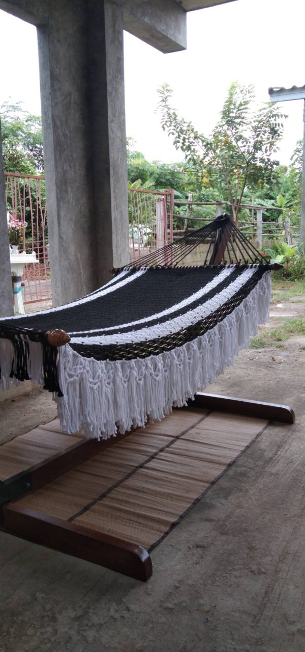 hand-woven double fringe cotton rope hammock from ULA Collections