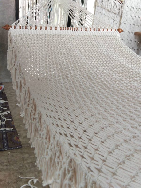 hand-woven double fringe cotton rope hammock from ULA Collections