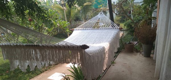 hand-woven double fringe cotton rope hammock from ULA Collections
