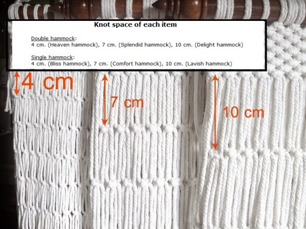 Handmade cotton rope hammock.