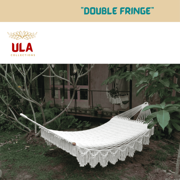 hand-woven double fringe cotton rope hammock from ULA Collections