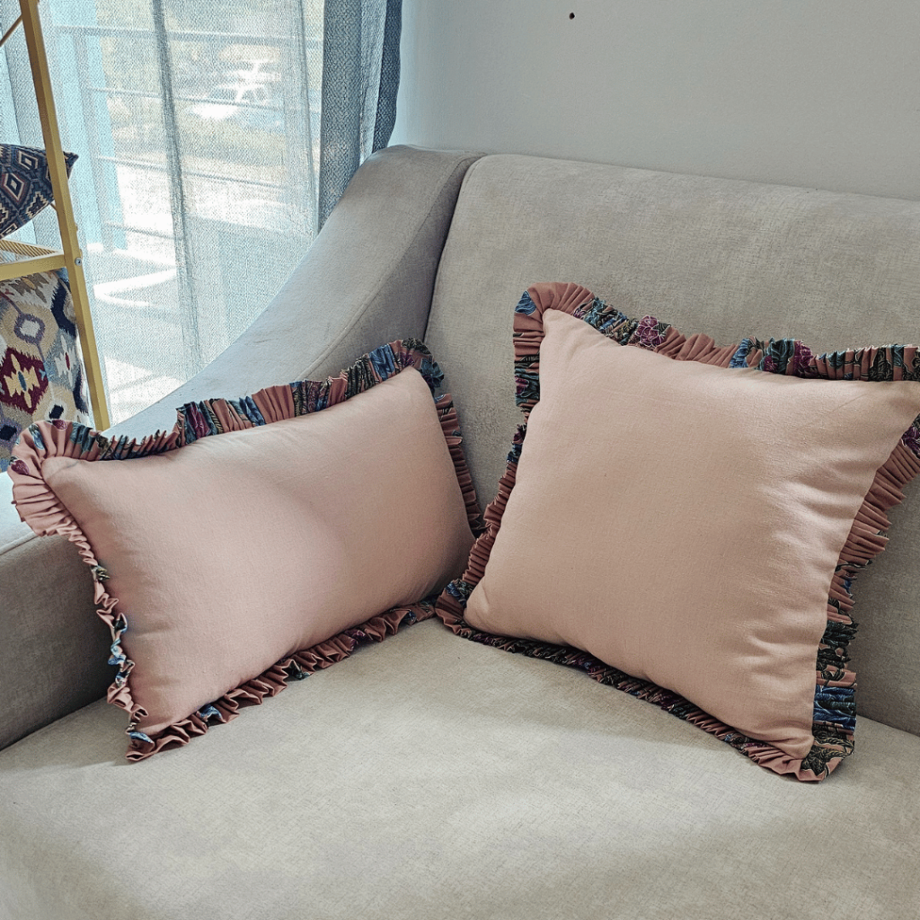 Decorative pillow - The Dusky Rose Batik Ruffle from ULA Collections