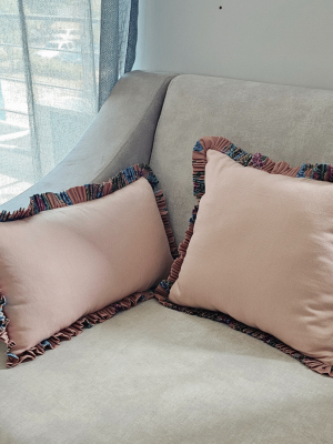 duskypink13 Decorative pillow - The Dusky Rose Batik Ruffle from ULA Collections