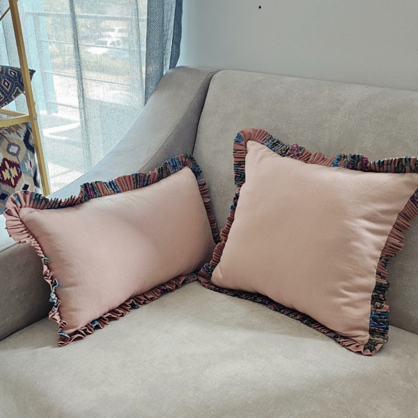 Decorative pillow - The Dusky Rose Batik Ruffle from ULA Collections