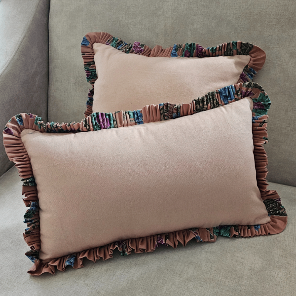 Decorative pillow - The Dusky Rose Batik Ruffle from ULA Collections
