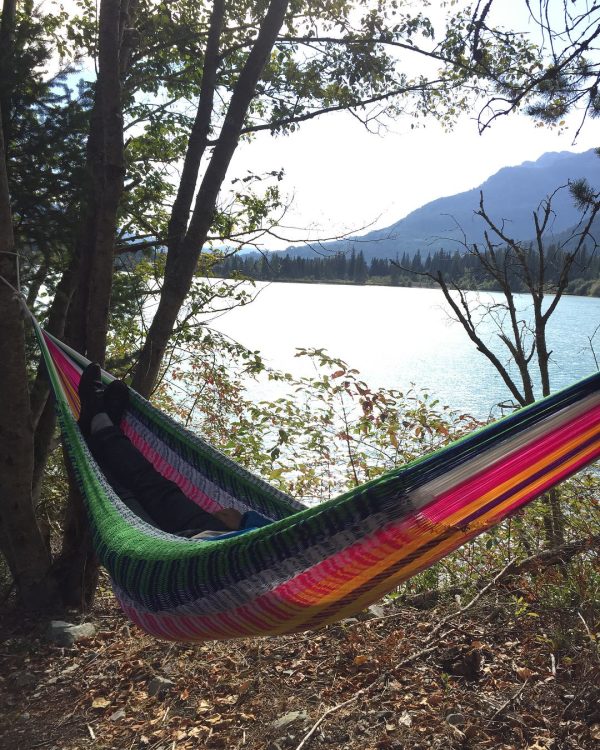 a hammock by the lake