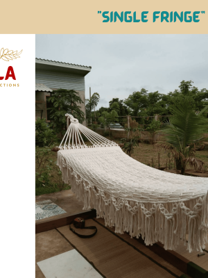 hand-woven single fringe cotton rope hammock from ULA Collections