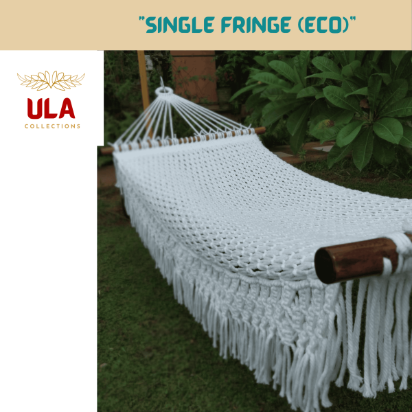 Handmade cotton rope hammock.