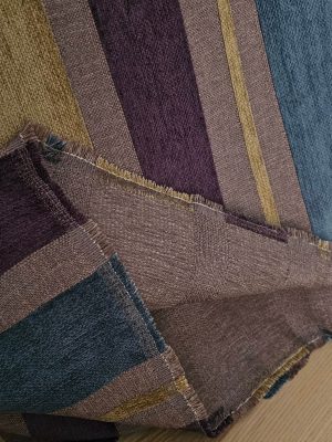 Premium Fabric - Cotton velvet - stripes blue/purp