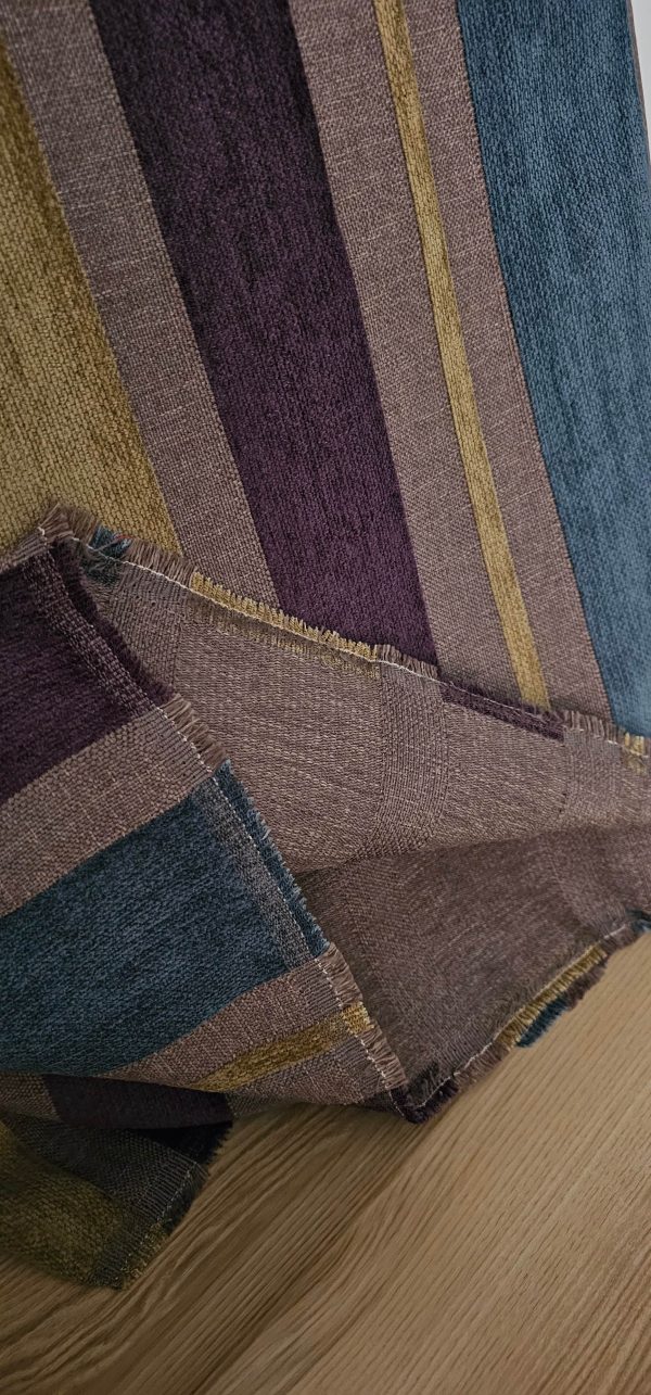 Premium Fabric - Cotton velvet - stripes blue/purp